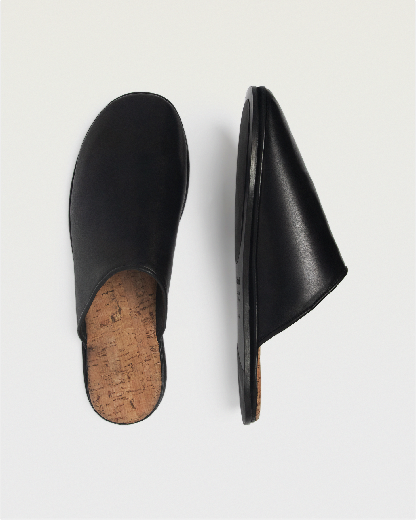 Beachwood The Dume mule in black calf leather with cork insole