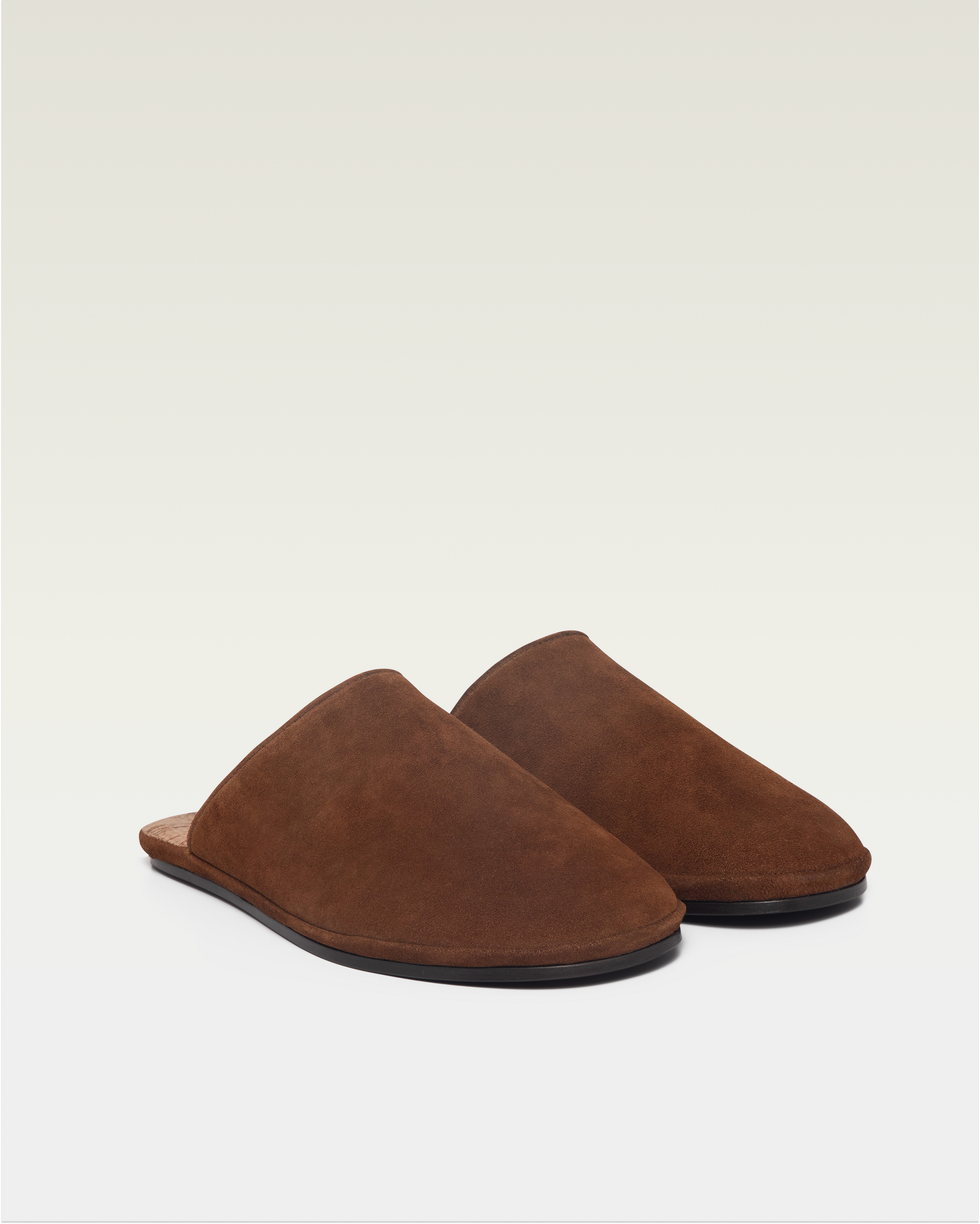Beachwood The Dume tobacco suede mule shoes - angled pair view