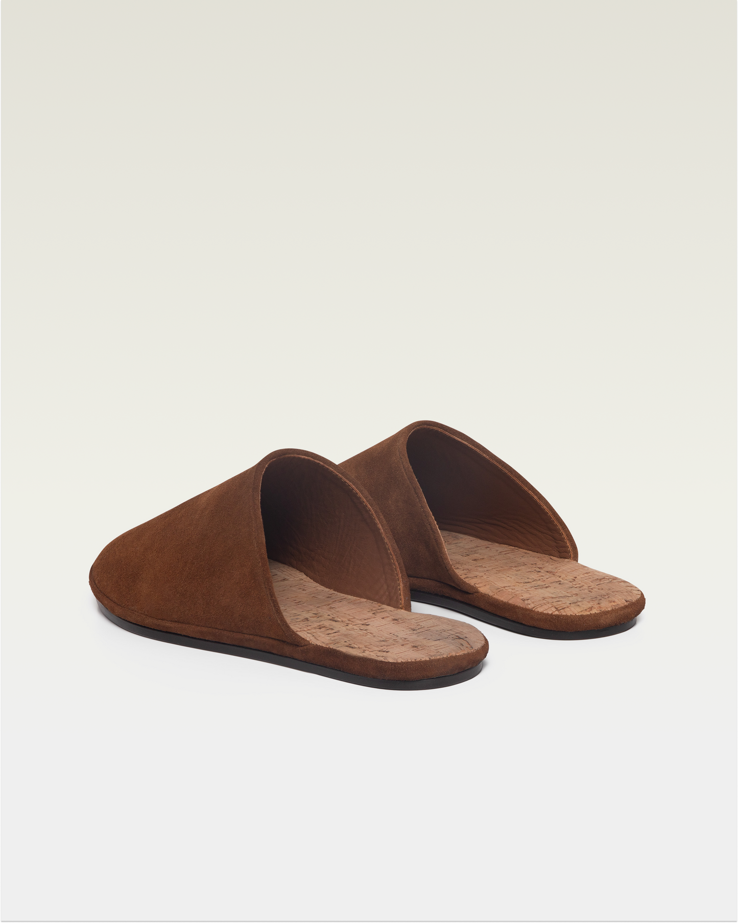 Beachwood The Dume tobacco suede mule with cork insole - rear angled view