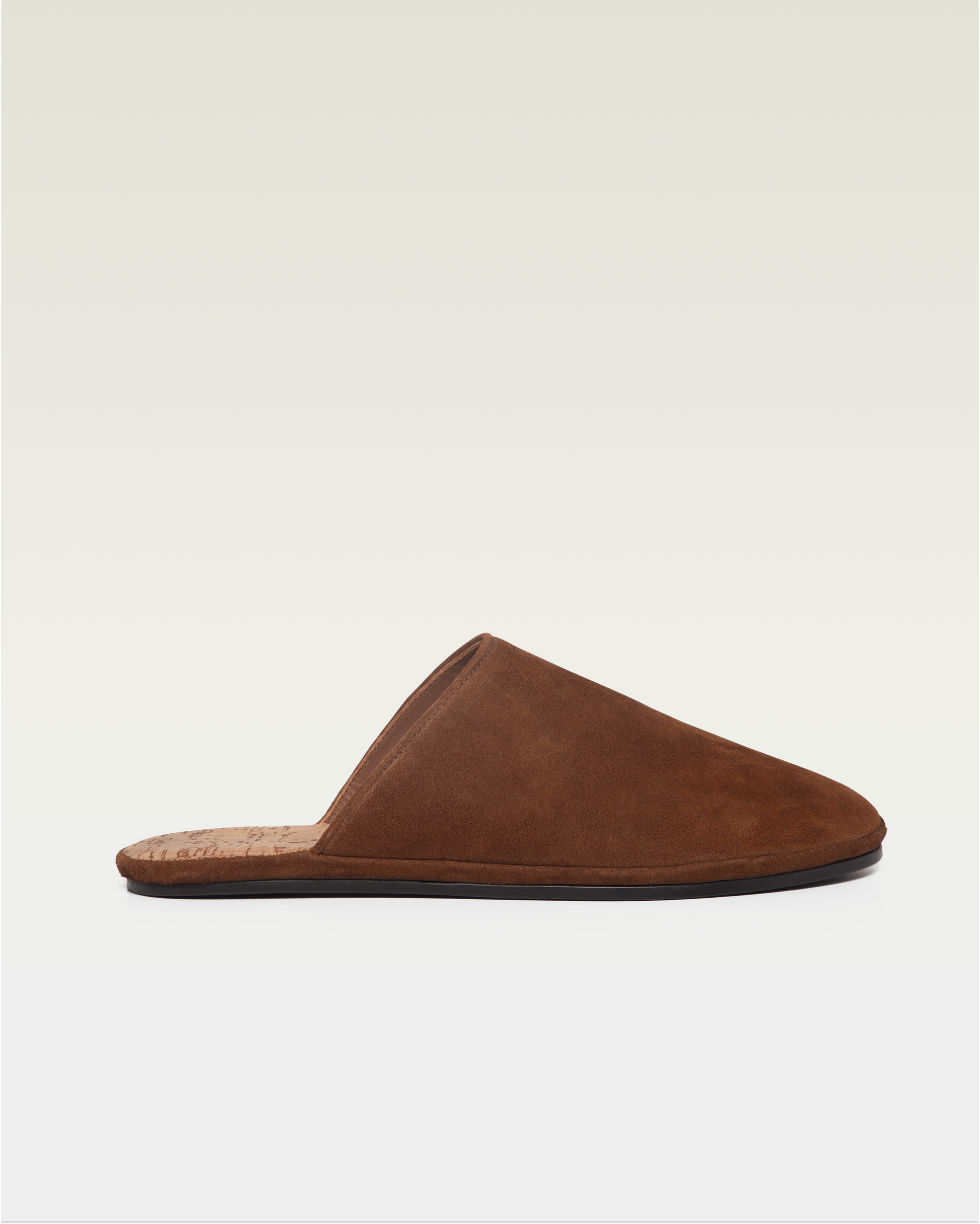 Beachwood The Dume tobacco suede mule with cork insole - side profile