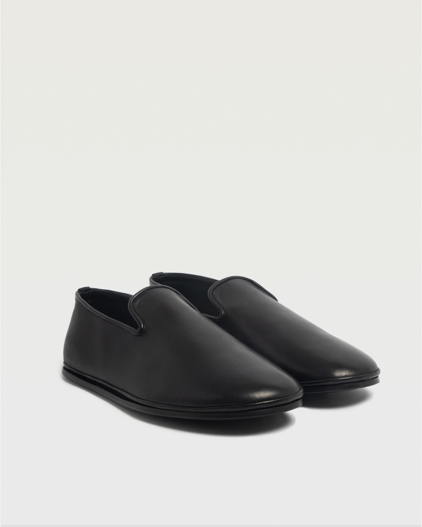 Beachwood The Glen black leather slip-on shoes - angled pair view