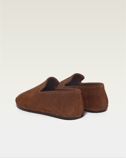 Beachwood The Glen tobacco suede slip-on shoes - rear angled view